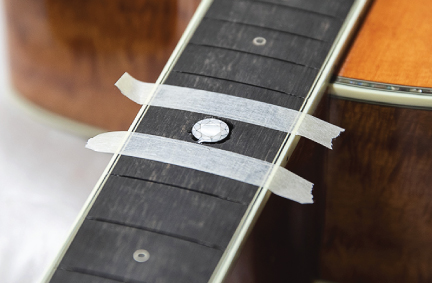 close-up view of the position mark abolone inlay finished